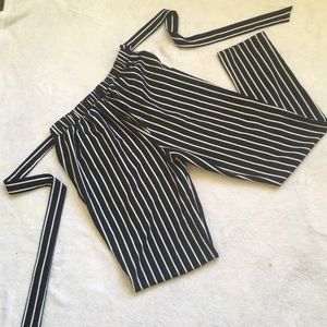 Silky black & white pants.